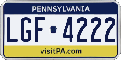 PA license plate LGF4222