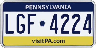 PA license plate LGF4224