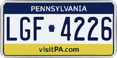 PA license plate LGF4226
