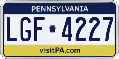 PA license plate LGF4227