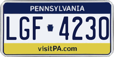PA license plate LGF4230