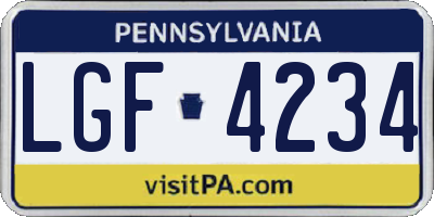 PA license plate LGF4234