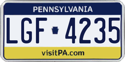 PA license plate LGF4235