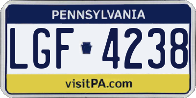 PA license plate LGF4238