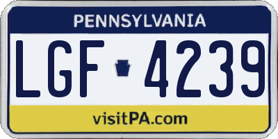 PA license plate LGF4239