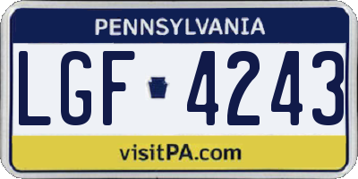 PA license plate LGF4243