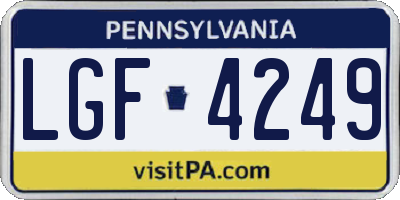 PA license plate LGF4249