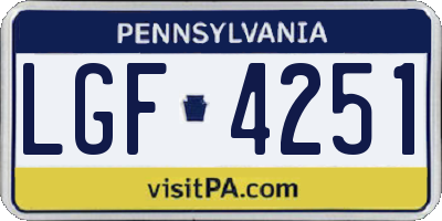 PA license plate LGF4251