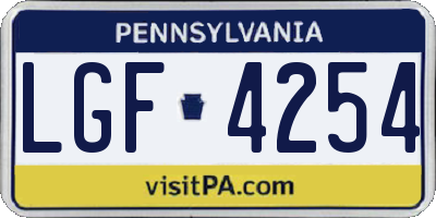 PA license plate LGF4254