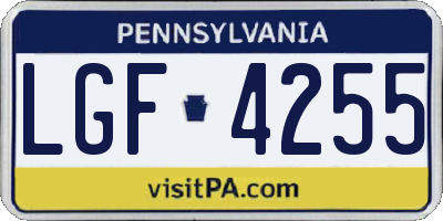 PA license plate LGF4255