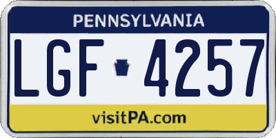 PA license plate LGF4257