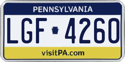 PA license plate LGF4260
