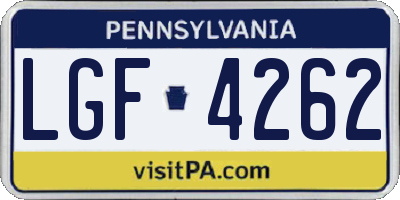 PA license plate LGF4262