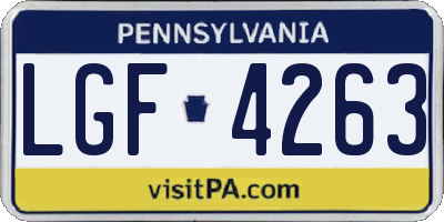 PA license plate LGF4263