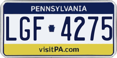 PA license plate LGF4275
