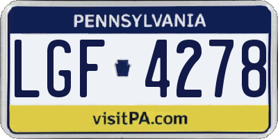 PA license plate LGF4278