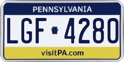 PA license plate LGF4280