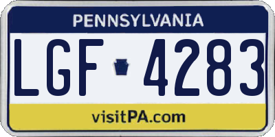 PA license plate LGF4283