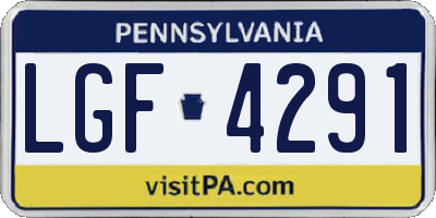 PA license plate LGF4291