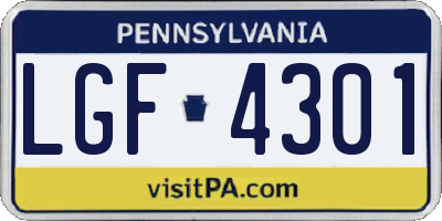 PA license plate LGF4301