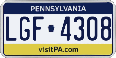 PA license plate LGF4308