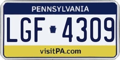 PA license plate LGF4309