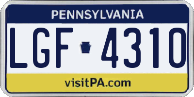 PA license plate LGF4310