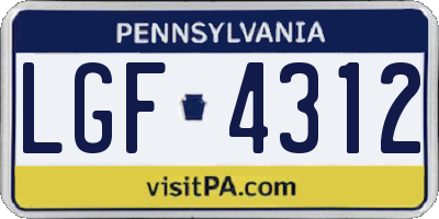 PA license plate LGF4312