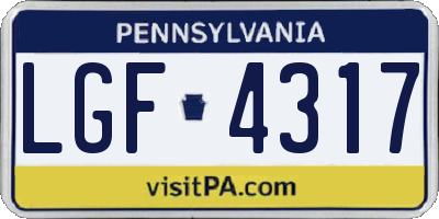 PA license plate LGF4317