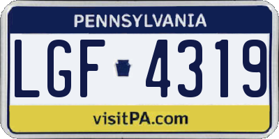 PA license plate LGF4319