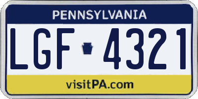 PA license plate LGF4321