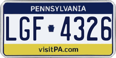 PA license plate LGF4326