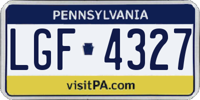 PA license plate LGF4327