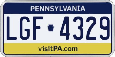 PA license plate LGF4329