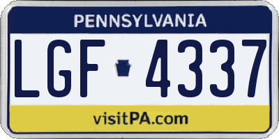 PA license plate LGF4337
