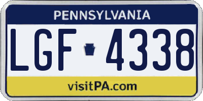 PA license plate LGF4338