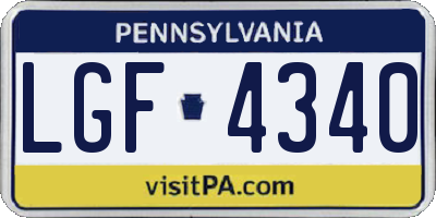 PA license plate LGF4340