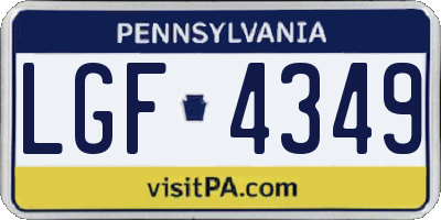 PA license plate LGF4349