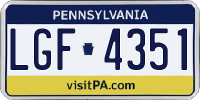 PA license plate LGF4351