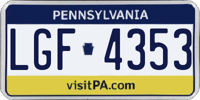 PA license plate LGF4353