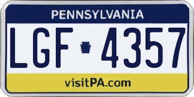 PA license plate LGF4357