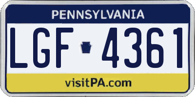 PA license plate LGF4361