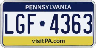 PA license plate LGF4363