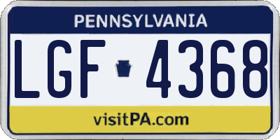 PA license plate LGF4368