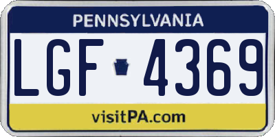 PA license plate LGF4369