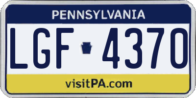 PA license plate LGF4370