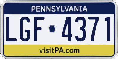 PA license plate LGF4371