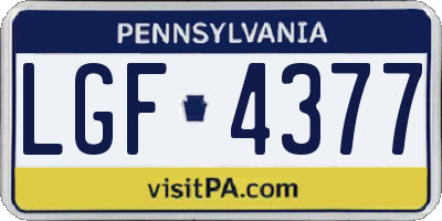 PA license plate LGF4377