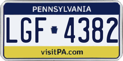 PA license plate LGF4382