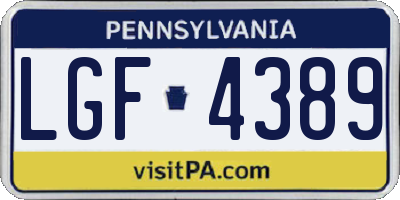 PA license plate LGF4389